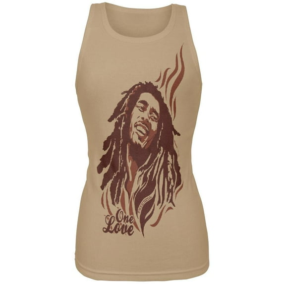 Bob Marley - One Love Tan Juniors Tank Top - Medium
