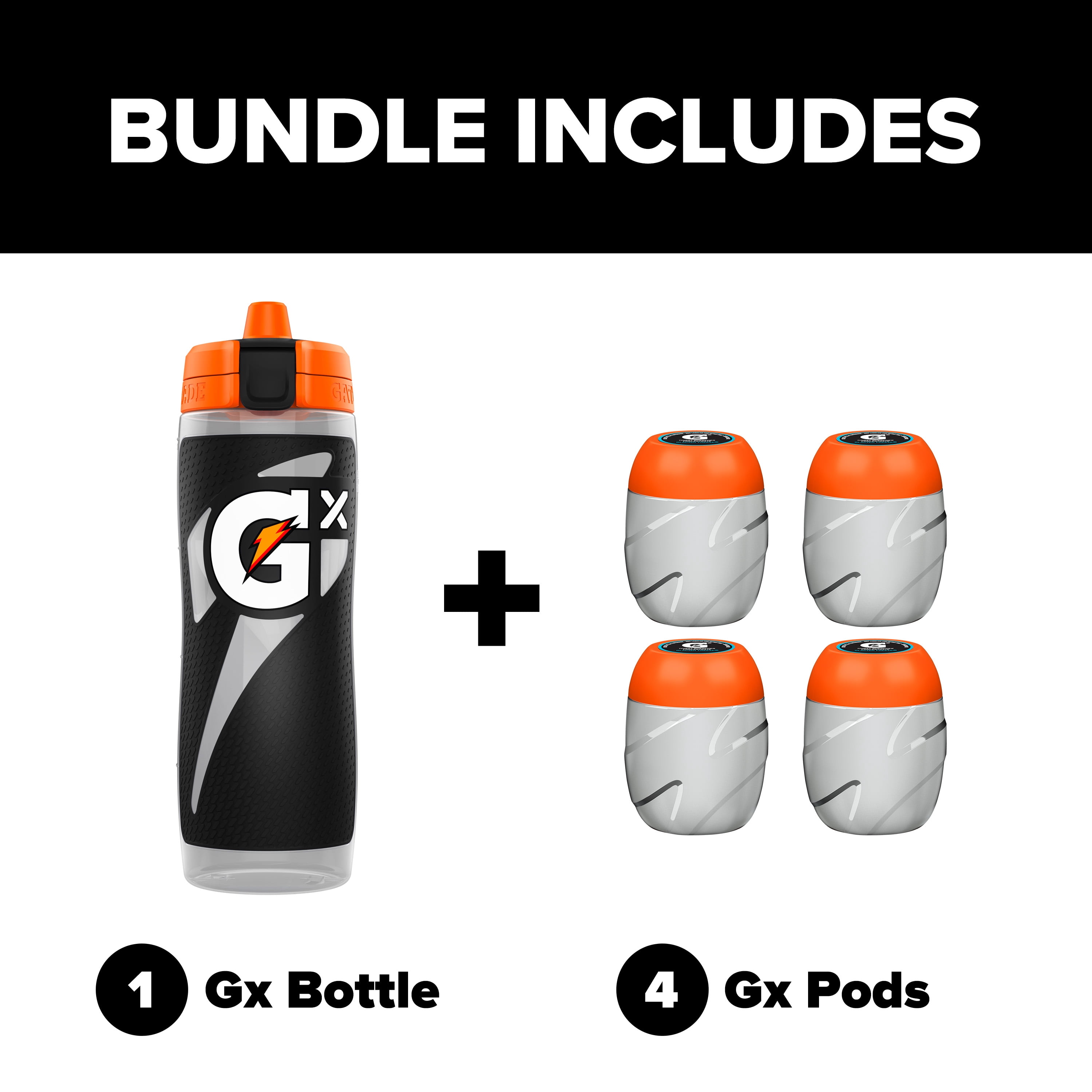 Gatorade Gx Hydration System – Black 30oz Squeeze Bottle + 4 Glacier Freeze Flavor Pods