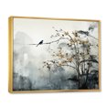 thumbnail image 2 of Designart "Sumi Bird Asian Painting XVII" Asian Floater Framed Wall Art Print, 2 of 7