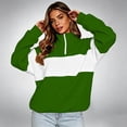 thumbnail image 5 of Quarter Zip Sweatshirt Women Stand Collar Color Block Fleece Pullover Lightweight Casual Loose Long Sleeve Fall Sweatshirt No Hood Green-a XL, 5 of 8