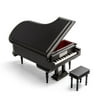 Sophisticated 18 Note Miniature Musical Matte Black Grand Piano With Bench, Music Selection - Under the Sea (The Little Mermaid) - SWISS