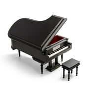 Sophisticated 18 Note Miniature Musical Matte Black Grand Piano With Bench, Music Selection - Under the Sea (The Little Mermaid)