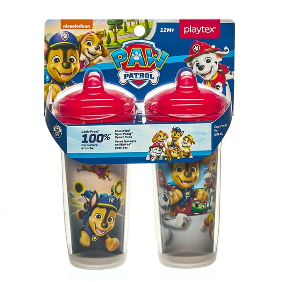 Playtex Sipsters Stage 3 Paw Patrol, Boys Insulated Spout Sippy Cups, Blue, 9 oz, 2 Pack