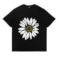 thumbnail image 2 of Daisy Wildflower Graphic Womens T Shirt Flower Spring Break Print Tees Short Sleeve Cotton Tops Black,2XL, 2 of 6