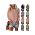 thumbnail image 4 of Yuemengxuan Women Casual Solid Color Stylish Long Sleeve Round Neck T-shirt with Pocket, 4 of 5