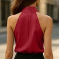 thumbnail image 4 of XFLWAM Women Tie Neck Halter Tank Tops Satin Lapel Sleeveless Summer Blouse Elegant Casual Business Dress Shirts, 4 of 8