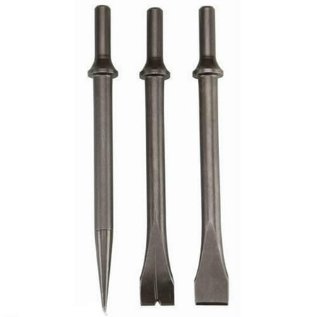 Generic Punch - 3 Pc Extra Long Bit Set For Air Chisel Punch Hammer Tool Flat Tapered Cutter, This 3 Piece Air Chisel Set Gives You The Power To Rip Sheet Metal; Demolish Masonry Or By Generic