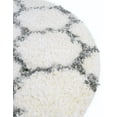 thumbnail image 4 of Unique Loom Hygge Shag Collection Area Rug - Trellis (3' 3" Round Ivory/Gray), 4 of 7