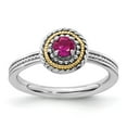 thumbnail image 2 of Auriga 925 Sterling Silver with 14k Stackable Expressions Created Ruby Ring for Women Size-8, 2 of 6