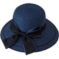 thumbnail image 5 of CoCopeaunts Bow Straw Bucket Hat for Women Summer Foldable Roll up Floppy Basin Hat Packable UV Protection Sun Hat Black Brim, 5 of 8