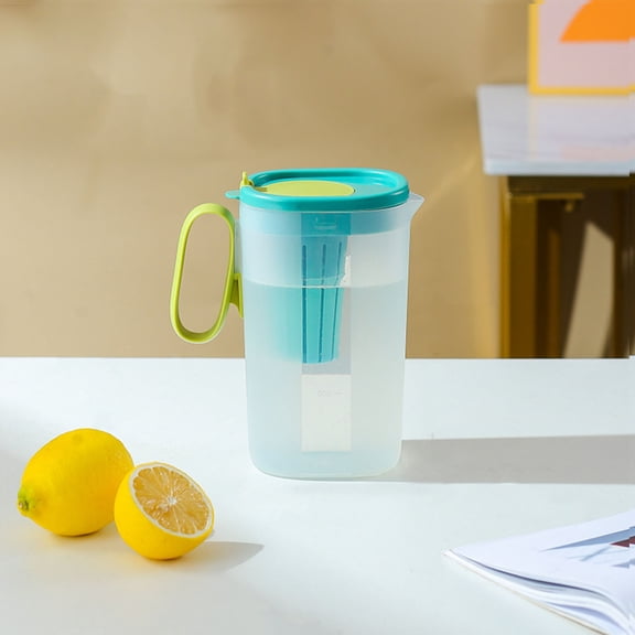 Vestitly 50 oz Plastic Water Pitcher with Removable Lid and Fruit Infuser, 1.5 Liter Shatterproof Water Jug for Hot/Cold Water, Flavor-Infused Beverage & Iced Tea