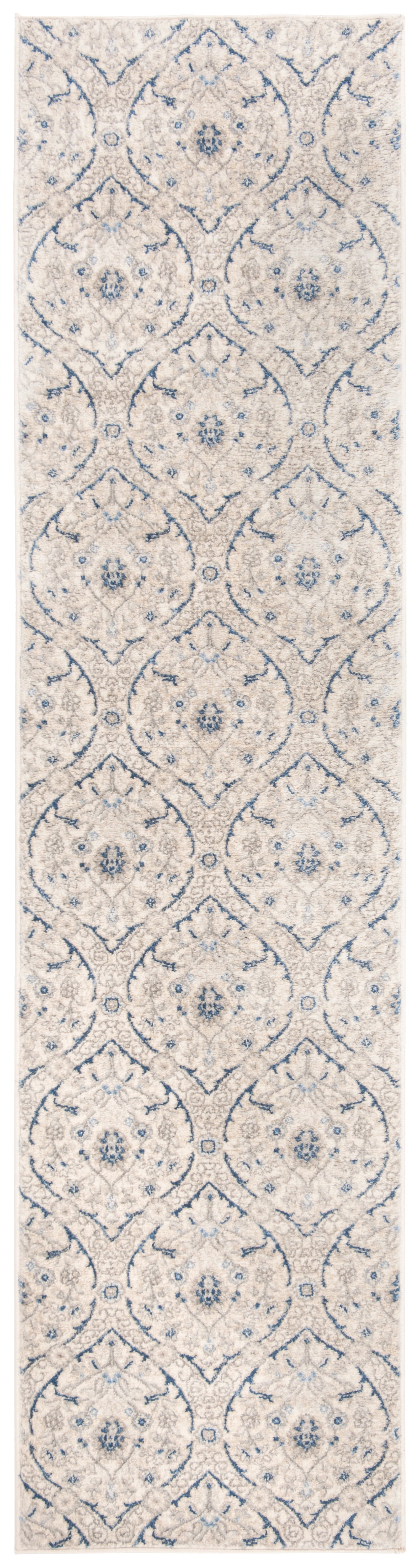 SAFAVIEH Brentwood Braelyn Damask Runner Rug, Light Gray/Blue, 2' x 8'