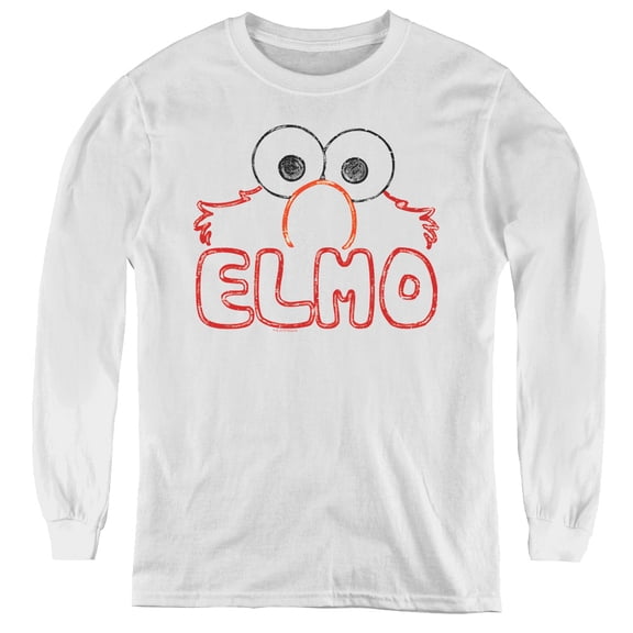 Sesame Street Elmo Letters Youth Long Sleeve Tee White