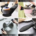 thumbnail image 4 of Juego de 6 manoplas para horno y agarraderas con miniguantes para horno y agarraderas para almohadillas calientes (negro) oso de fresa  Electrónica, 4 of 4