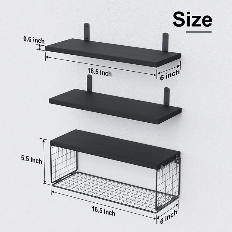Floating Shelves Wall Mounted, Wall Shelf for Bedroom/Bathroom/Living Room/Kitchen, 3 Sizes, U-shaped(black) Latitude Run Finish: White