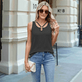 thumbnail image 6 of Women'S Spring and Summer Round Neck Solid Color Loose Short Sleeve Top Vest Black XL, 6 of 9