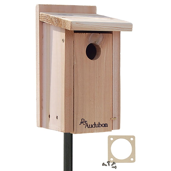 Audubon Cedar Bluebird House with Pole and Hole Protector