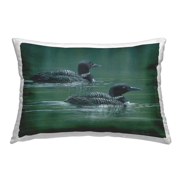 Stupell Industries Peaceful Loon Duo 14" x 20" Animals Print Polyester Throw Pillow, Zip Closure 1 Count