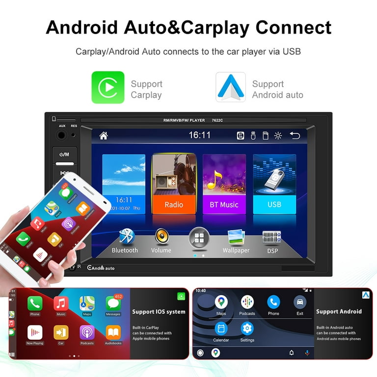  6.2 Inch Double Din Apple Carplay Car Stereo Android