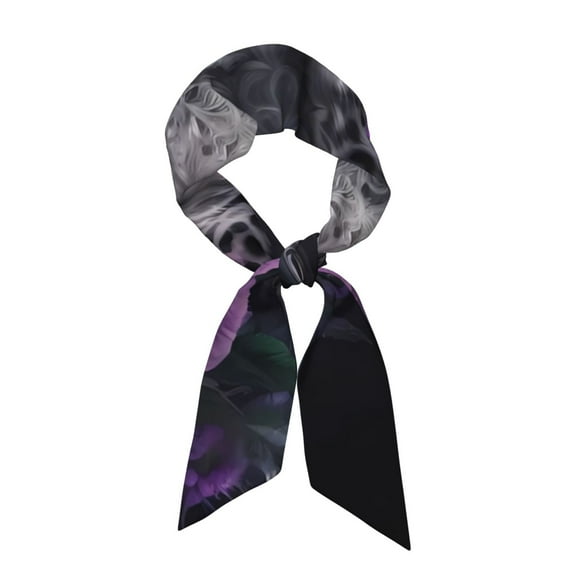 Sikiie Purple-Eyed Floral Leopard Neck Scarf Printed Scarves Head for Women'S Fashion Satin Scarfs For Bag Hair for Dating, Travel