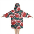 thumbnail image 2 of Green Red Footballs Pattern Blanket Hoodies for Kids 6-13YR Oversize Wearable Blanket Hoodies for Boys Girls Teens, 2 of 7