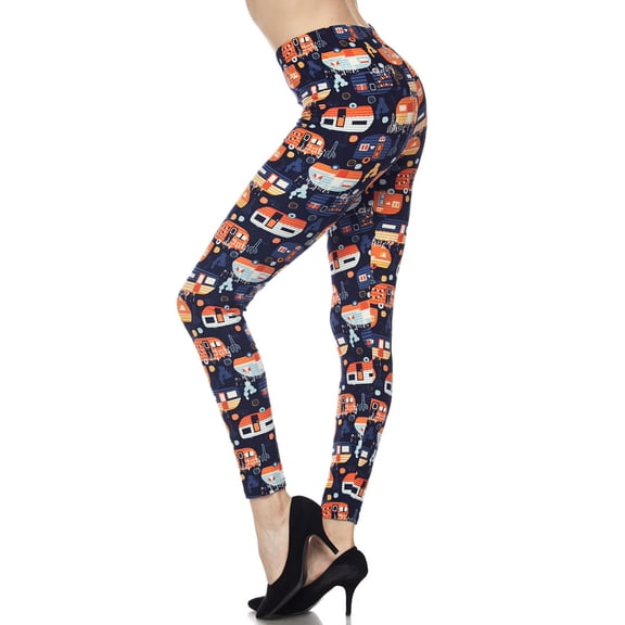 Buttery Soft Colorful Camper Plus Size Leggings - 3X-5X (One Size Plus,Orange)