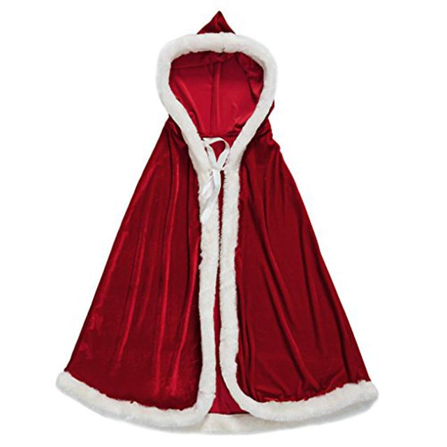 Disfraz de Navidad NQ Capa con capucha de terciopelo Túnica roja 150 cm