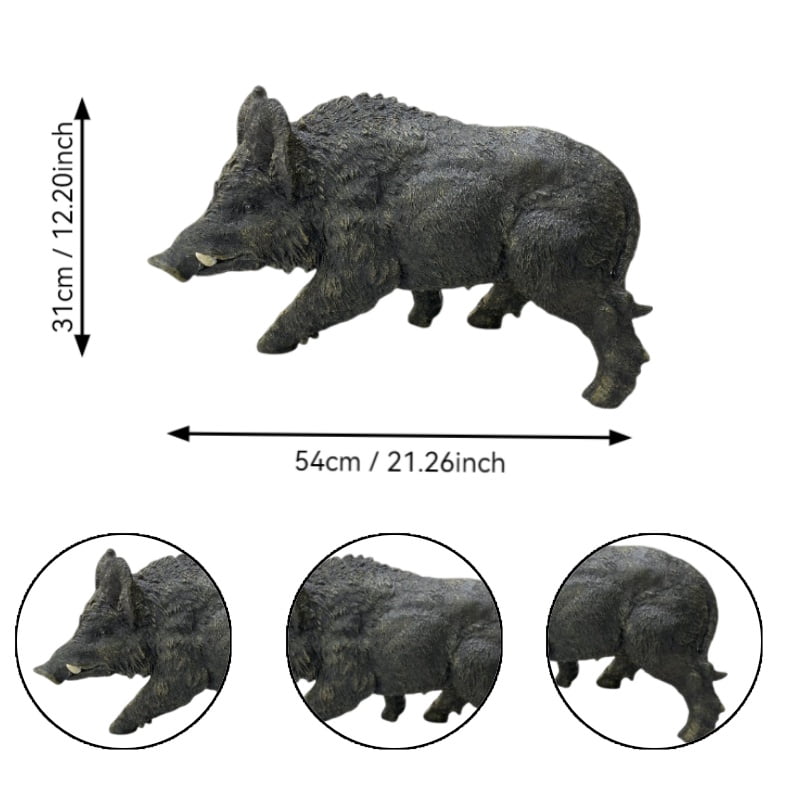 MOONMISS Simulated Wild Boar Resin Garden Statue 12H x 21L in,Weatherproof Lawn Ornament for Outdoor Patio Decor