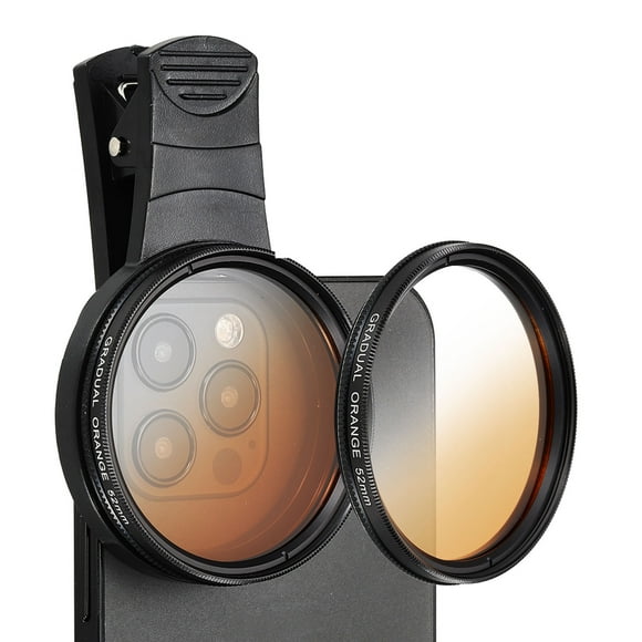 Lente de cámara para teléfono de 52mm, filtro polarizador circular de color graduado para la mayoría de los teléfonos inteligentes y cámaras DSLR, naranja