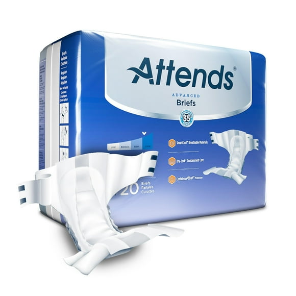 Attends Advanced Briefs, Regular (44-56 Inch Waist) - 1/Pack of 20