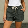 thumbnail image 4 of RYRJJ Womens Baggy High Waisted Jean Shorts Summer Wide Leg Jorts Casual Rolled Hem Drawstring Denim Shorts with Pockets(z1-Dark Gray,M), 4 of 7