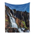 thumbnail image 1 of Rainforest Soft Flannel Fleece Throw Blanket, Pongour Waterfall Exotic Natural Beauty Landscape Mountain Rocks Print, Cozy Plush for Indoor and Outdoor Use, 70" x 90", White Blue, by Ambesonne, 1 of 6