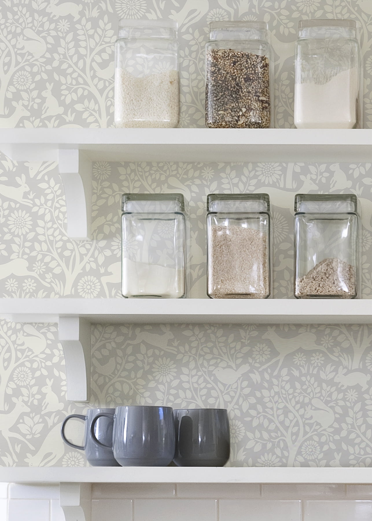 NuWallpaper Grey Merriment Vinyl Peel And Stick Wallpaper, 216-in by 20.5-in, 30.75 sq. ft.