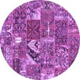 thumbnail image 1 of Ahgly Company Indoor Round Patchwork Purple Transitional Area Rugs, 4' Round, 1 of 4