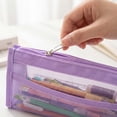 thumbnail image 5 of Pen Pouch – 5 Layer Large Capacity Pen Case, Transparent Purple Stationery Organizer for Art Supplies, 5 of 7