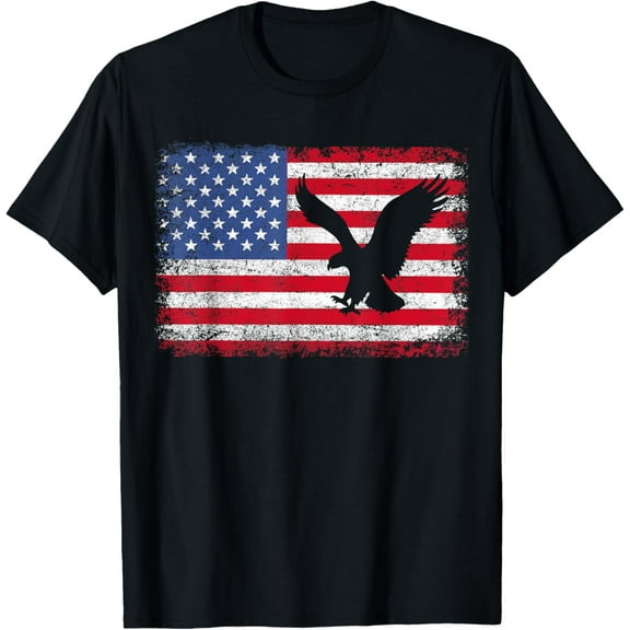 Patriotic Eagle 4th of July USA American Flag T-Shirt Tops Tee