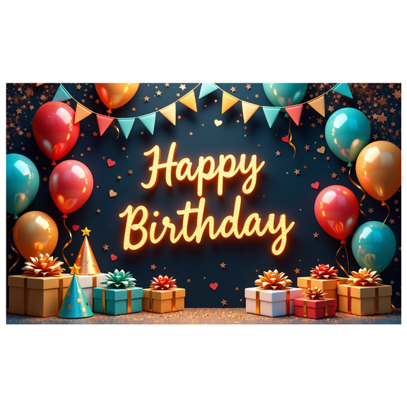 Yatrandify Colorful Balloons Birthday Banner Decorative Background Party Lights Happy Sign for Celebration Kids Event Decoration Photo Shoot