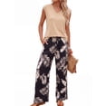thumbnail image 4 of PINKSIR Two Piece Sets for Women Summer Outfits Oversized Wide Leg Crop Pants Lounge Sets Airport Beach Vacation Clothes, 4 of 10