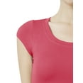 thumbnail image 4 of J. METHOD Women's Short Sleeve Scoop Neck Crop Top Solid Basic Casual Cropped T Shirts NEWT18 Coral L, 4 of 6