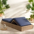 thumbnail image 5 of Safavieh Vincent Wood Outdoor Lounge Chair, Natural/Navy, 5 of 15