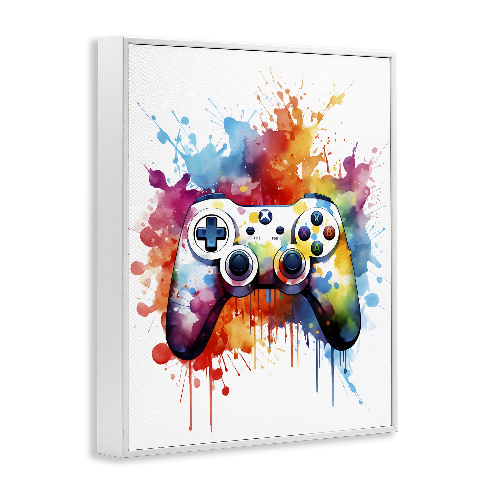 Stupell Industries Color Burst Game Controller White Framed Giclee Art, design by Creative Studio