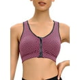 thumbnail image 4 of Women's Zip Front Sports Bra Wireless Post-Surgery Yoga Bras Removable Cups, 4 of 8