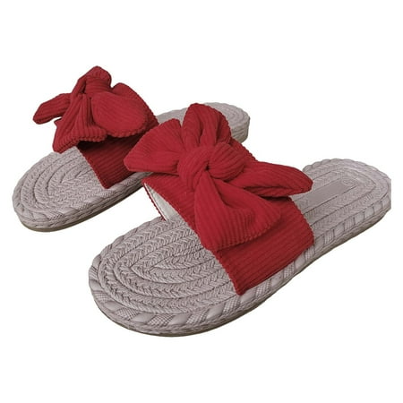 

Pyhlmscde Womens Flat Slide Sandals Summer Casual Beach Slippers Ope Toe Bowknot Slip On Slides for Indoor Outdoor Wear