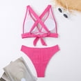 thumbnail image 5 of UTSJKR Women Two Piece Swimsuits Halter Triangle String Brazilian Bikini Sets Flattering Ruched High Cut Cheeky Thong Bathing Suit Hot Pink M, 5 of 9