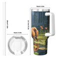 thumbnail image 4 of Sikiie Peaceful Deer Lily Pond Insulated Stainless Water Bottle Lid Travel Mug Cup Insulated Tumblers Cup 40oz Ice Bully With Handle, 4 of 8