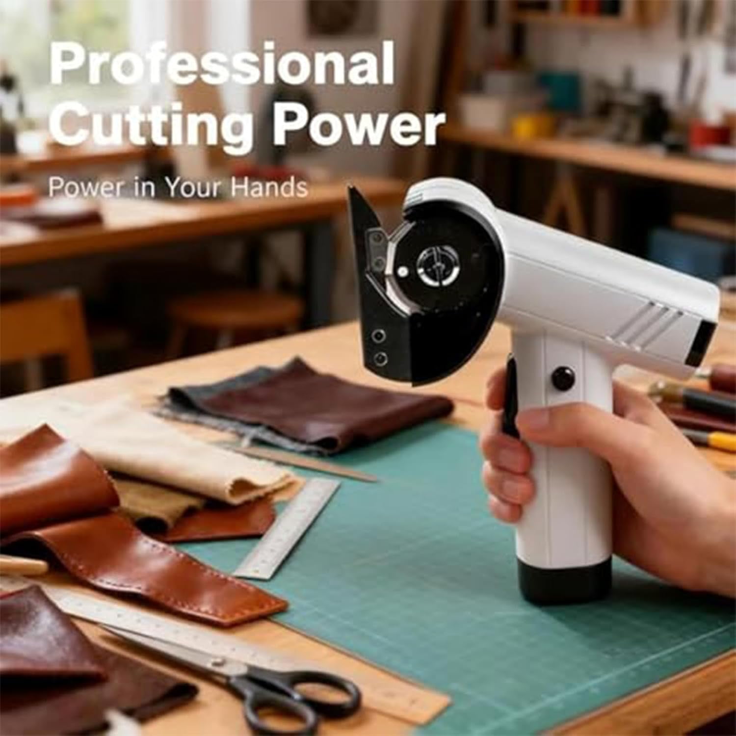 Rechargeable High-Speed Cardboard Cutter, Four Speed Control Powerful Cordless Box Cutter with LED, for Fabric, Leather, Carpet Diy Projects, Lightweight & Effortless