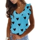 thumbnail image 1 of Blusa sin mangas con estampado de patrón en forma de corazón y cuello en V para mujer, blusa informal de moda sin mangas con volantes, 1 of 6
