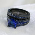 thumbnail image 3 of zttd couple ring bridal set his hers black gold plated pink blue stainless steel wedding ring band set, 3 of 4