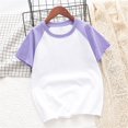 thumbnail image 3 of JUNWELL DXHMOYHX T-Shirt à Manches Courtes Patchwork pour Enfants Filles Garçons Tee-Shirt Raglan Baseball Coton, 3 of 3