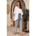 thumbnail image 6 of Uvplove women's Swimsuit Cover Up Shirt Lightweght Puff Sleeve Cardigan Chiffon Blouse Top,White,L, 6 of 8